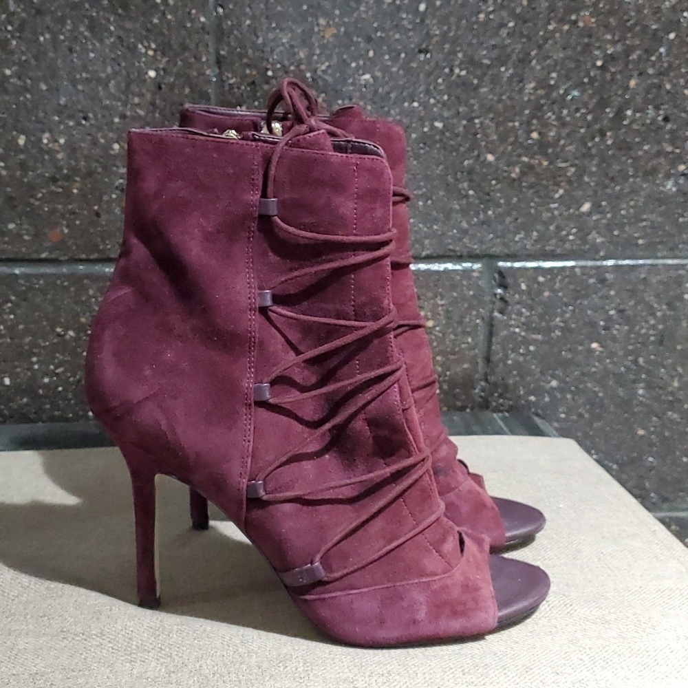 SAM EDELMAN ASHER SUEDE PEEP TOE HEELS SIZE 9 4 INCH HEELS GLADIATOR